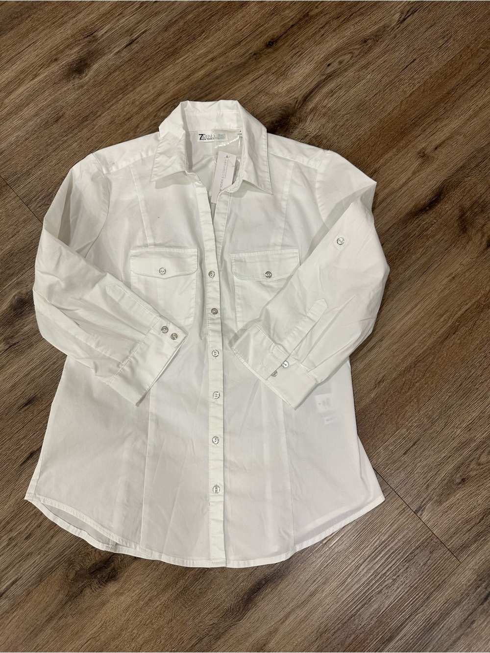 New York & Company White Button-Up Shirt
